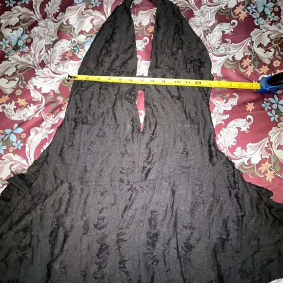 NWOT - Edikted Black Shredded Mini Dress with Plunge Neckline - Picture 5 of 11